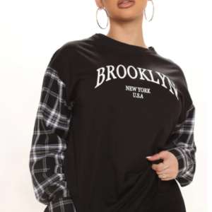Brooklyn Plaid Tunic Top - Black/White