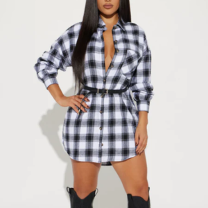 Mini Shirt Dress - Black, Red, Taupe