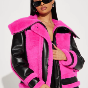 Be Fur Real Moto Jacket - Black/Pink