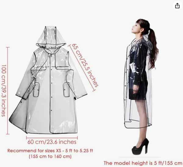 Transparent Raincoat Women EVA Fashion Hooded Rain Coat Clear Raincoat Poncho with Hood - Image 2
