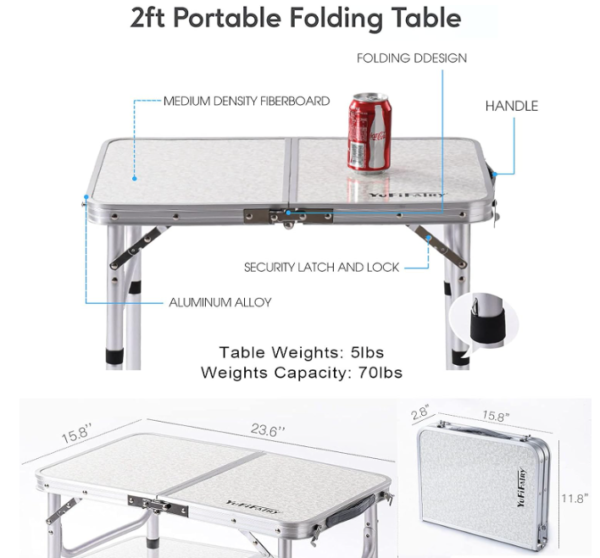 3 different heights adjustable table for Home and Outdoors - Image 2