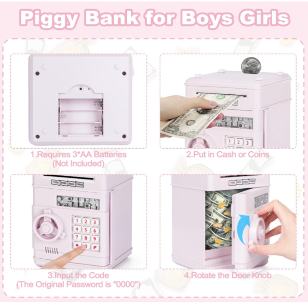 Banks for Kids,Electronic Piggy Bank ATM Bank for Kids Cash Coin - Image 3